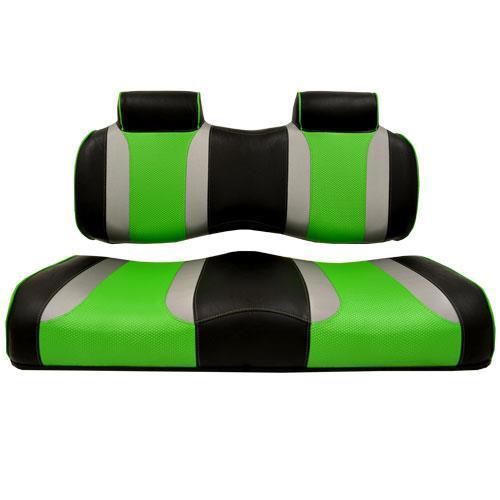 Tsunami Front Seat Cushions Ezgo TXT & RXV Black Silver Green