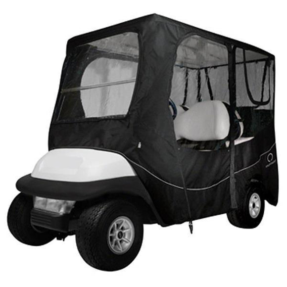 Deluxe golf car enclosure, long roof, four-person car, black