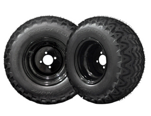 Madjax 10x8 Black Steel Wheels w/ 22x11x10 Predator A/T Tires golf cart set of 4