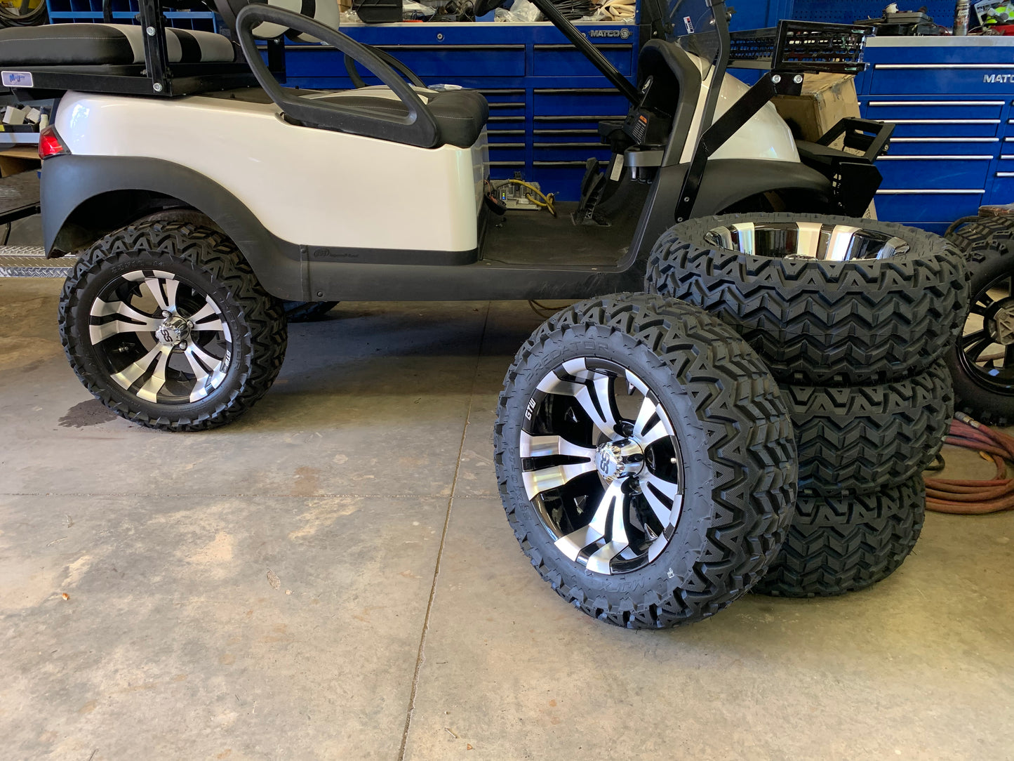14" VAMPIRE ALUMINUM BLACK WHEELS 23" ALL TERRAIN TIRES GOLF CART set of 4