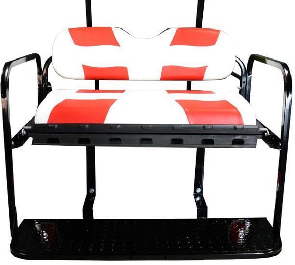 DRIVE REAR FLIP SEAT W/ WHITE/RED 2-TONE SEAT CUSHIONS