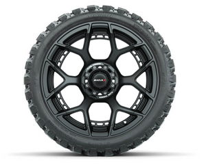 GOLF CART 15"x7" MATTE BLACK FLOW FORMED WHEELS 23x10-R15" DOT ALL TERRAIN TIRES